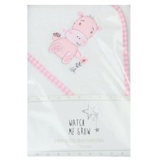 WF1658: Baby Pink Hippo  Hooded Towel/Robe